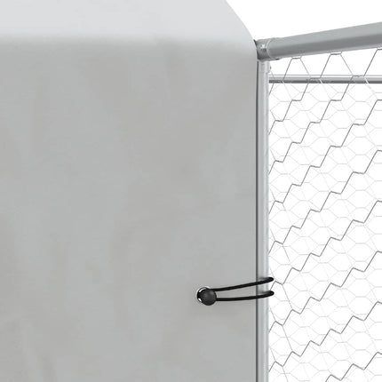 Hundgård med tak silver 10x10x2,5 m galvaniserat stål