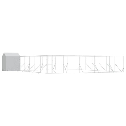 Hundgård med tak silver 12x12x2,5 m galvaniserat stål