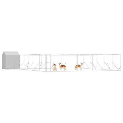 Hundgård med tak silver 12x12x2,5 m galvaniserat stål