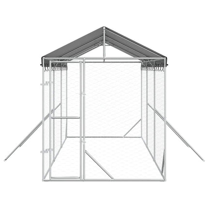Hundgård med tak silver 2x6x2,5 m galvaniserat stål
