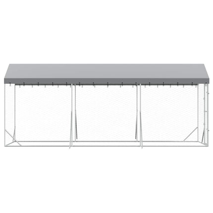 Hundgård med tak silver 2x6x2,5 m galvaniserat stål