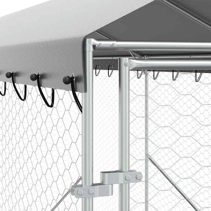 Hundgård med tak silver 2x6x2,5 m galvaniserat stål