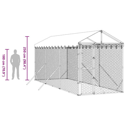 Hundgård med tak silver 2x6x2,5 m galvaniserat stål