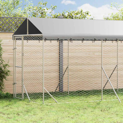 Hundgård med tak silver 2x6x2,5 m galvaniserat stål