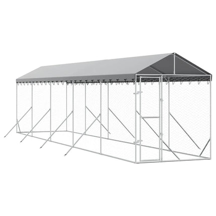 Hundgård med tak silver 2x10x2,5 m galvaniserat stål