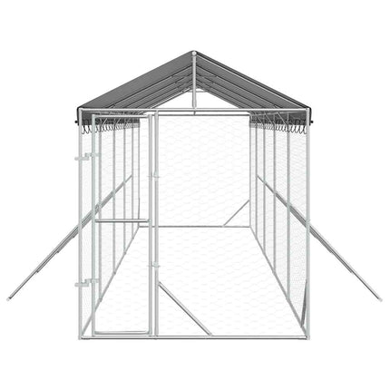 Hundgård med tak silver 2x10x2,5 m galvaniserat stål