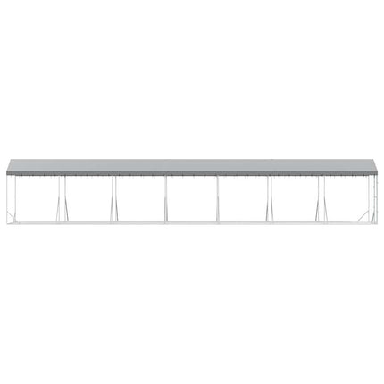 Hundgård med tak silver 2x14x2,5 m galvaniserat stål