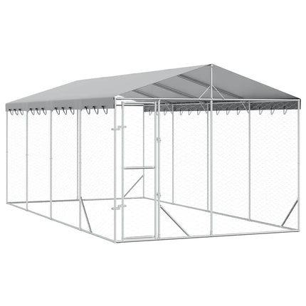 Hundgård med tak silver 3x6x2,5 m galvaniserat stål