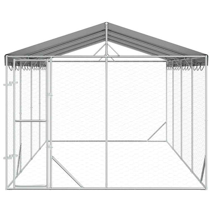 Hundgård med tak silver 3x6x2,5 m galvaniserat stål