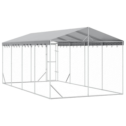 Hundgård med tak silver 3x6x2,5 m galvaniserat stål