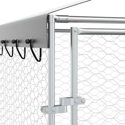 Hundgård med tak silver 3x6x2,5 m galvaniserat stål