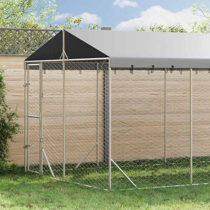 Hundgård med tak silver 3x6x2,5 m galvaniserat stål