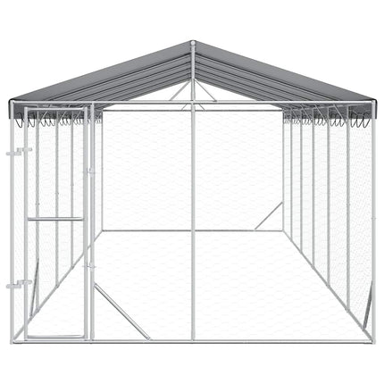 Hundgård med tak silver 3x9x2,5 m galvaniserat stål
