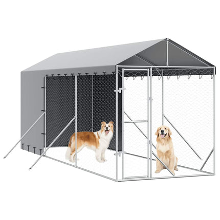 Hundgård med tak silver 2x6x2,5 m galvaniserat stål
