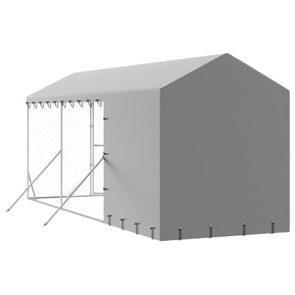 Hundgård med tak silver 2x6x2,5 m galvaniserat stål