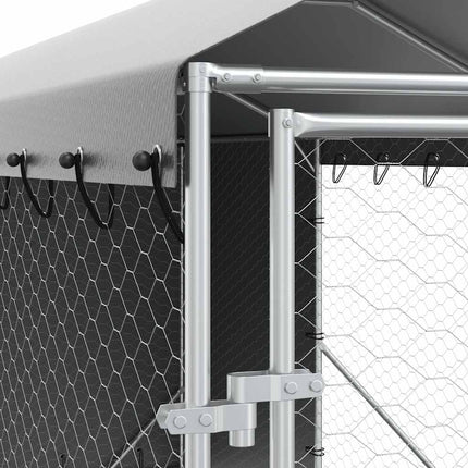 Hundgård med tak silver 2x6x2,5 m galvaniserat stål