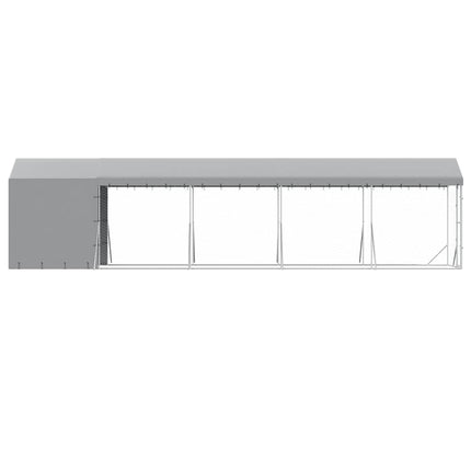 Hundgård med tak silver 2x10x2,5 m galvaniserat stål
