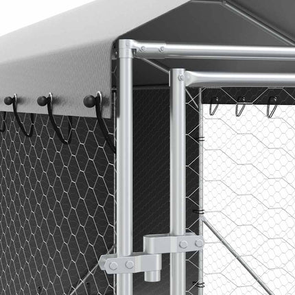 Hundgård med tak silver 2x10x2,5 m galvaniserat stål