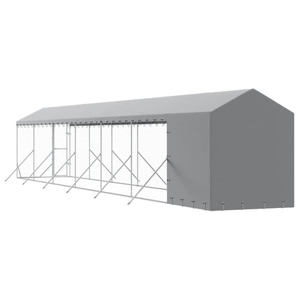 Hundgård med tak silver 2x14x2,5 m galvaniserat stål