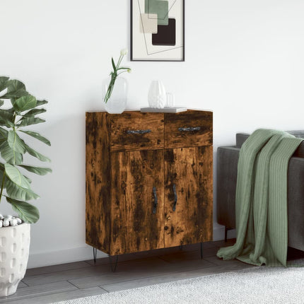 Skänk rökfärgad ek 69,5x34x90 cm konstruerat trä