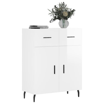 Skänk vit högglans 69,5x34x90 cm konstruerat trä