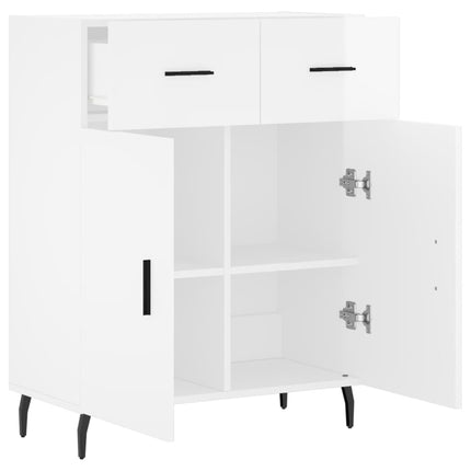 Skänk vit högglans 69,5x34x90 cm konstruerat trä