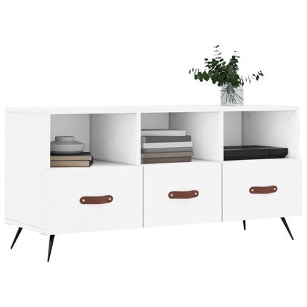Tv-bänk vit 102x36x50 cm konstruerat trä