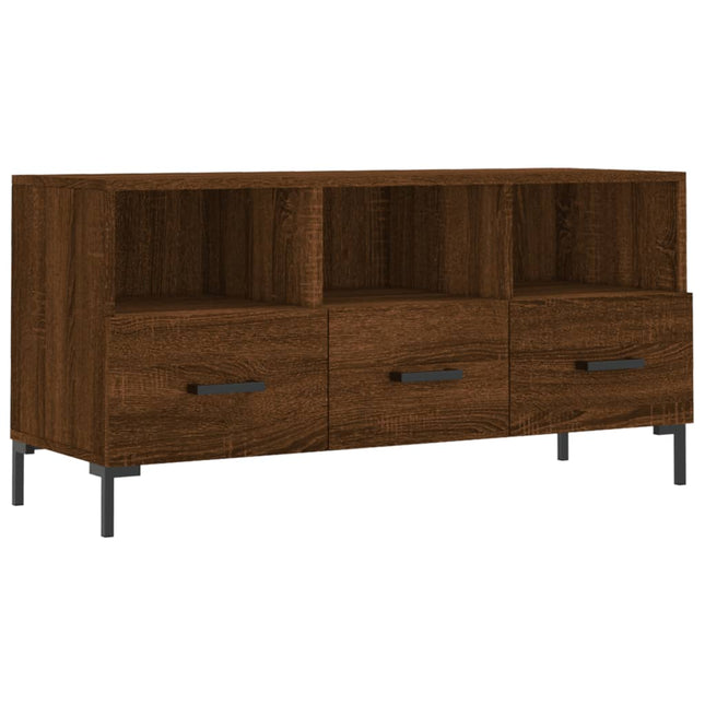 Tv-bänk brun ek 102x36x50 cm konstruerat trä