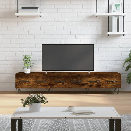 Tv-bänk rökfärgad ek 150x36x30 cm konstruerat trä