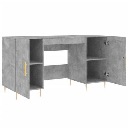 Skrivbord betonggrå 140x50x75 cm konstruerat trä