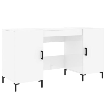 Skrivbord vit högglans 140x50x75 cm konstruerat trä