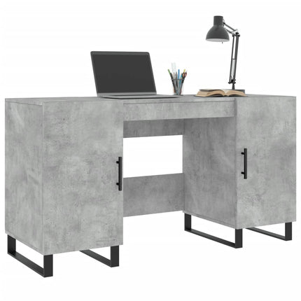 Skrivbord betonggrå 140x50x75 cm konstruerat trä