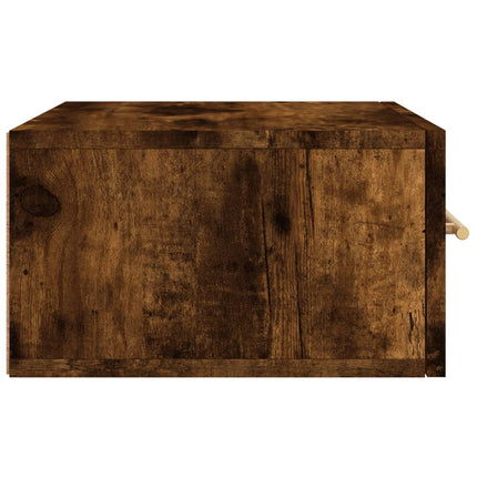 Väggmonterat sängbord rökfärgad ek 35x35x20 cm