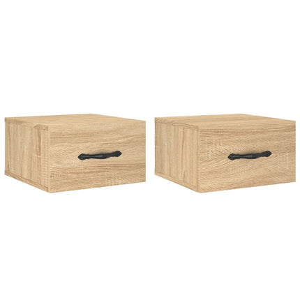 Väggmonterade sängbord 2 st sonoma-ek 35x35x20 cm