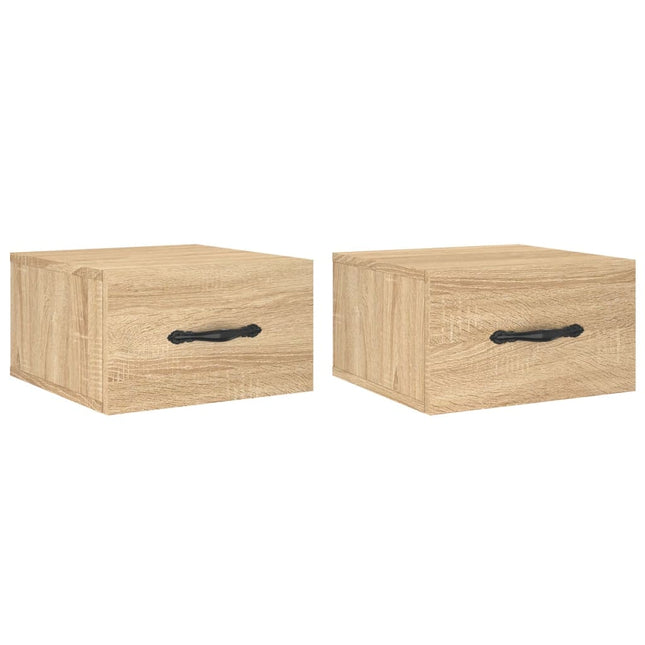 Väggmonterade sängbord 2 st sonoma-ek 35x35x20 cm