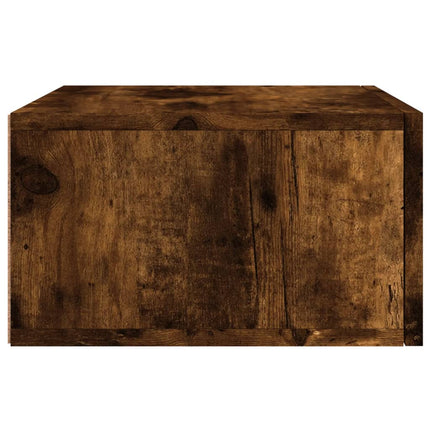 Väggmonterat sängbord rökfärgad ek 35x35x20 cm