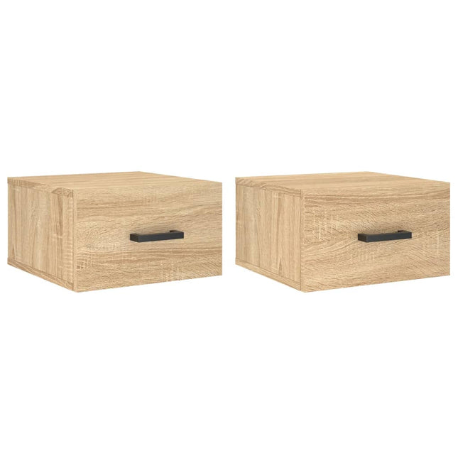 Väggmonterade sängbord 2 st sonoma-ek 35x35x20 cm
