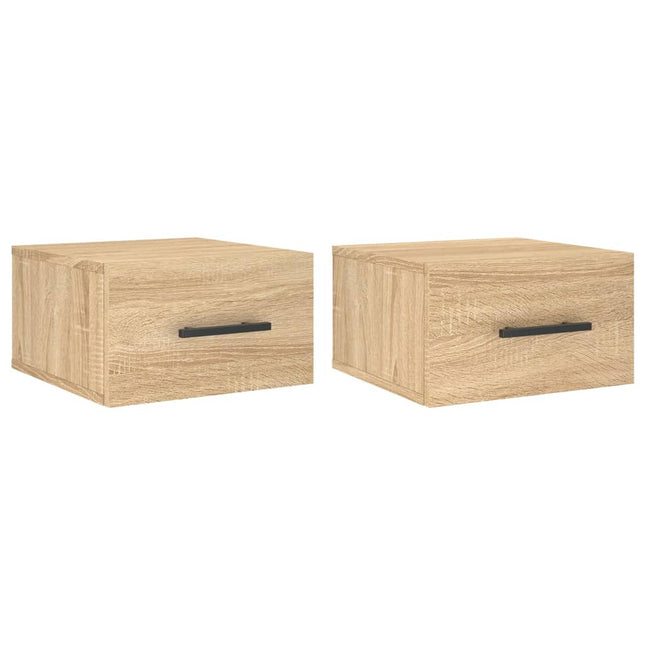 Väggmonterade sängbord 2 st sonoma-ek 35x35x20 cm