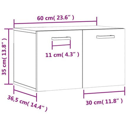 Väggskåp rökfärgad ek 60x36,5x35 cm konstruerat trä