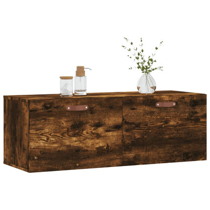 Väggskåp rökfärgad ek 100x36,5x35 cm konstruerat trä