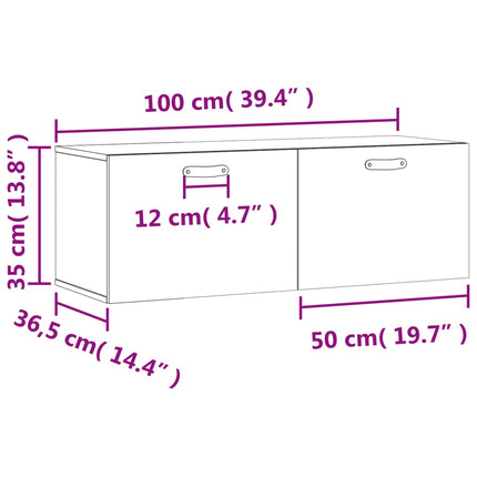 Väggskåp rökfärgad ek 100x36,5x35 cm konstruerat trä