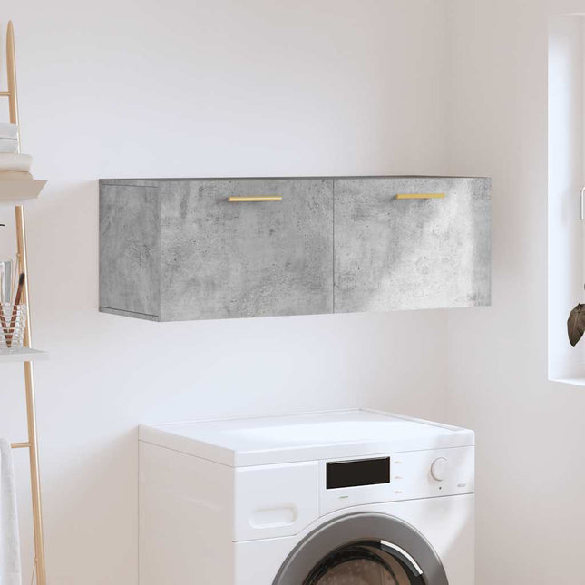 Väggskåp betonggrå 100x36,5x35 cm konstruerat trä