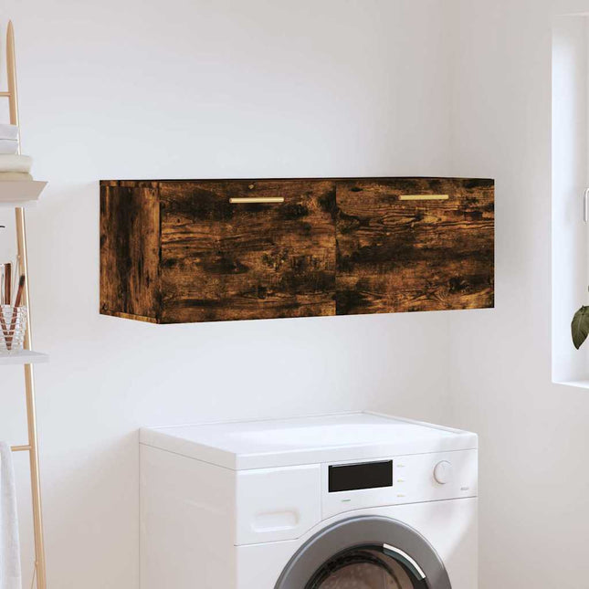 Väggskåp rökfärgad ek 100x36,5x35 cm konstruerat trä