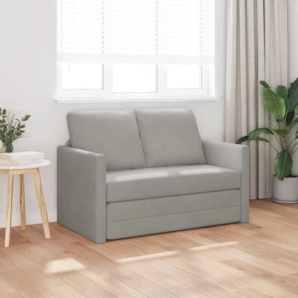 Golvbäddsoffa 2-i-1 Ljusgrå 122x204x55 cm sammet