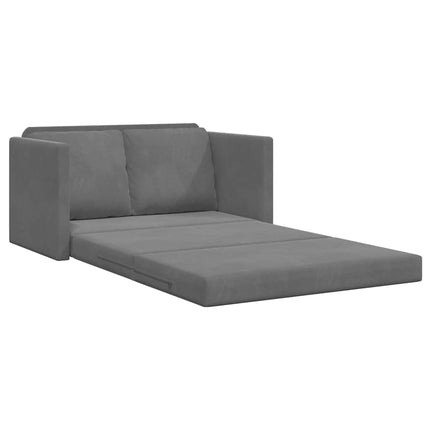 Golvbäddsoffa 2-i-1 mörkgrå 122x204x55 cm sammet