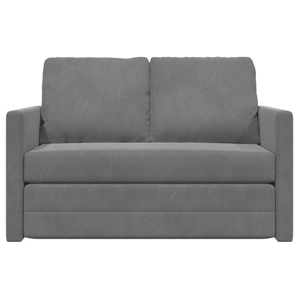 Golvbäddsoffa 2-i-1 mörkgrå 122x204x55 cm sammet