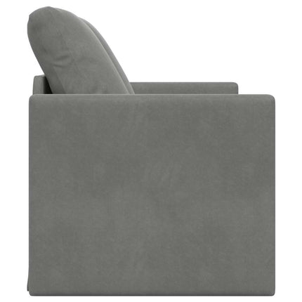 Golvbäddsoffa 2-i-1 mörkgrå 122x204x55 cm sammet