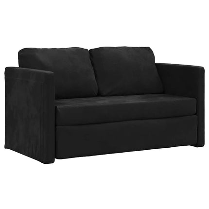 Golvbäddsoffa 2-i-1 svart 122x204x55 cm sammet