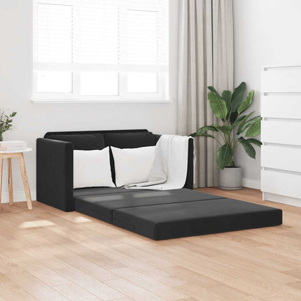 Golvbäddsoffa 2-i-1 svart 122x204x55 cm sammet