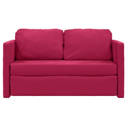 Golvbäddsoffa 2-i-1 vinröd 122x204x55 cm sammet